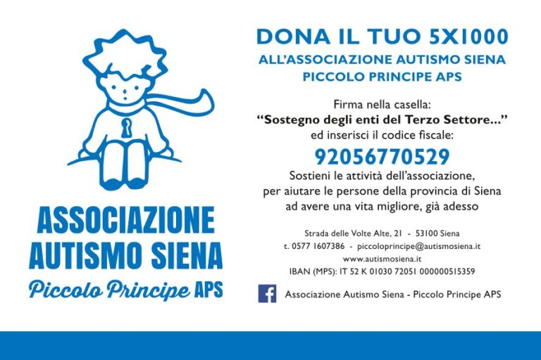 Dona il tuo 5×1000 all’Associazione Autismo Siena